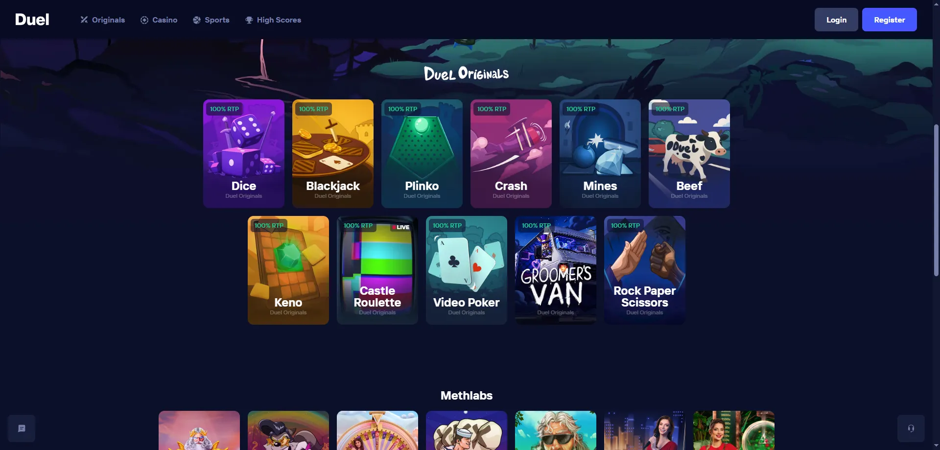 Cat&aacute;logo de tragamonedas y juegos en Duel Casino M&eacute;xico